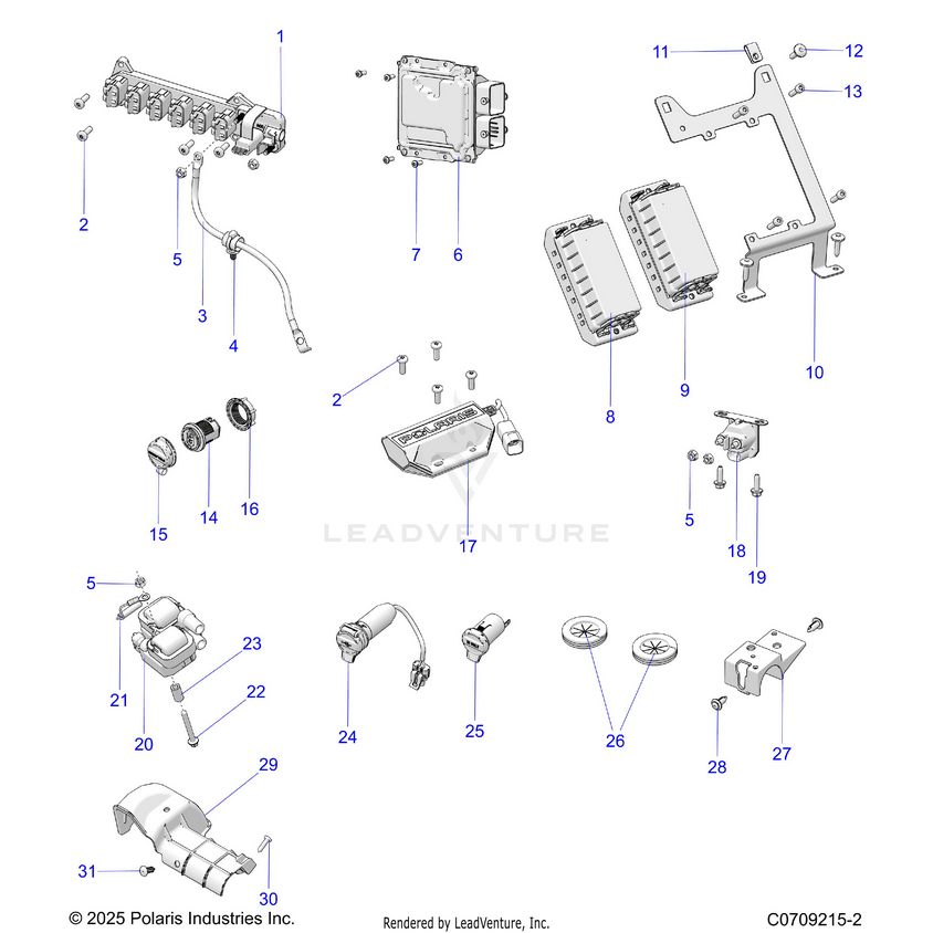 An Image of a Genuine Polaris Parts Schematic Diagram showing the schematic - ELECTRICAL: COMPONENTS - 2026 POLARIS XPEDITION XP NORTHSTAR