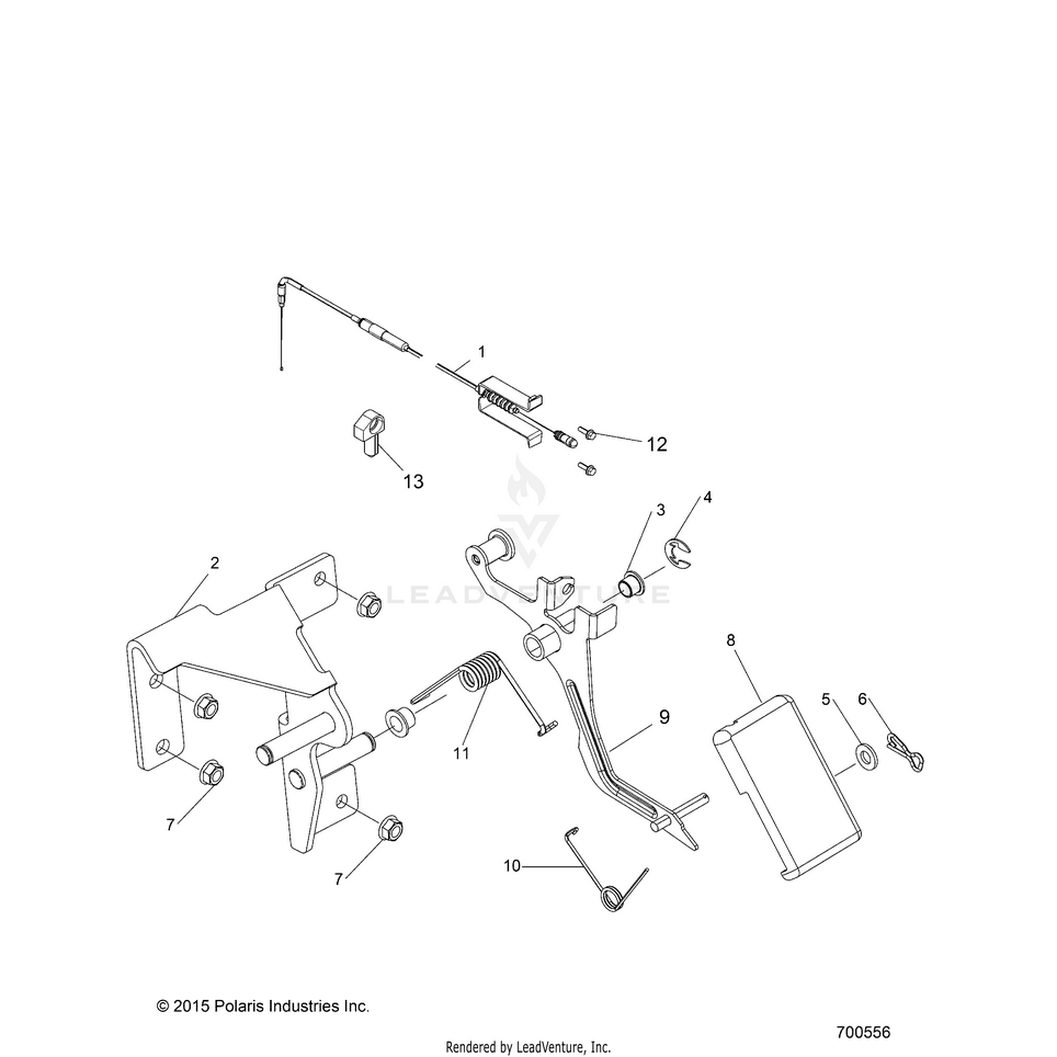 An Image of a Genuine Polaris Parts Schematic Diagram showing the schematic - ENGINE: THROTTLE PEDAL - 2016 POLARIS RANGER 800 6X6