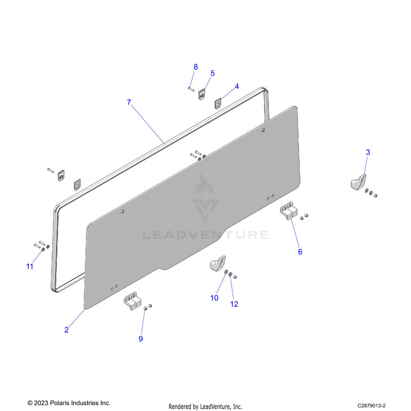 An Image of a Genuine Polaris Parts Schematic Diagram showing the schematic - BODY: REAR WINDOW - 2024 POLARIS RANGER 1000 XP NORTHSTAR