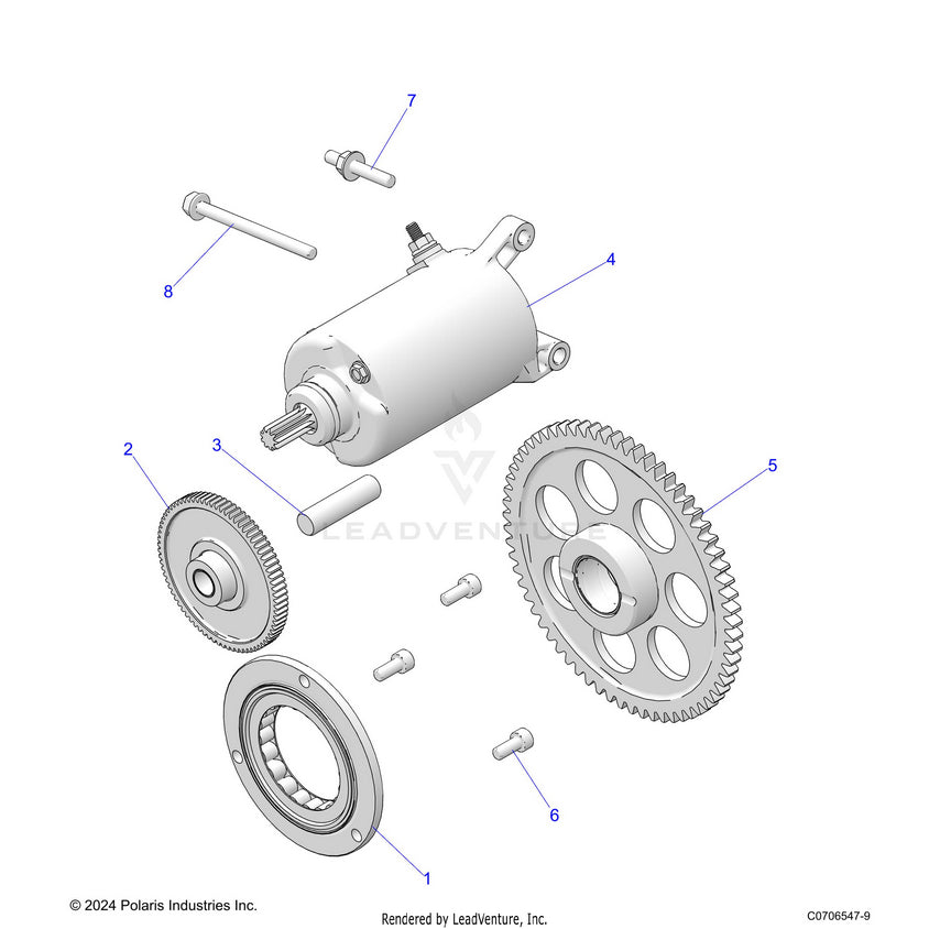 An Image of a Genuine Polaris Parts Schematic Diagram showing the schematic - ENGINE: STARTER DRIVE - 2022 POLARIS RANGER CREW 570 RIDE COMMAND