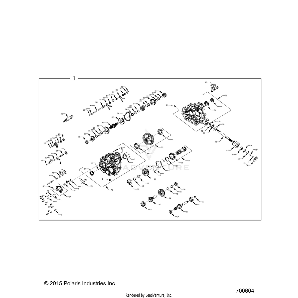 An Image of a Genuine Polaris Parts Schematic Diagram showing the schematic - DRIVE TRAIN: MAIN GEARCASE - 2016 POLARIS RANGER ETX
