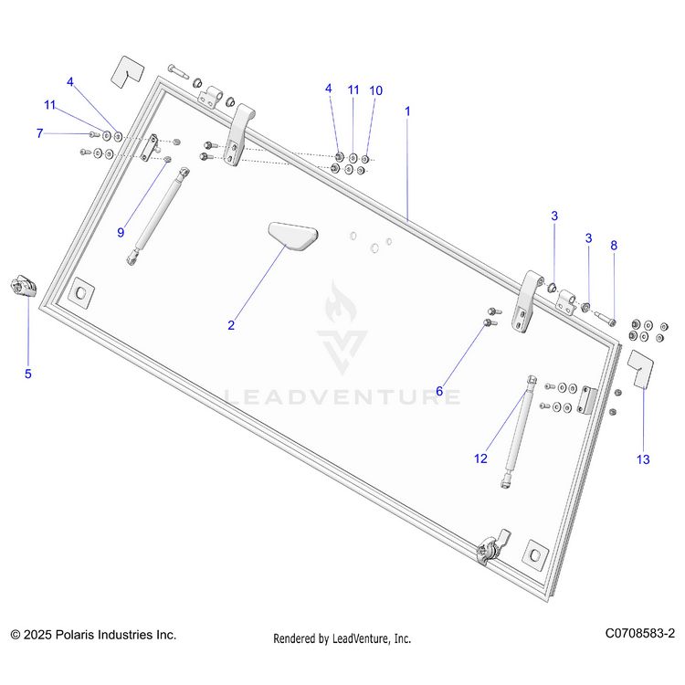 An Image of a Genuine Polaris Parts Schematic Diagram showing the schematic - BODY: REAR WINDOW ASM. - 2025 POLARIS XPEDITION ADV NORTHSTAR