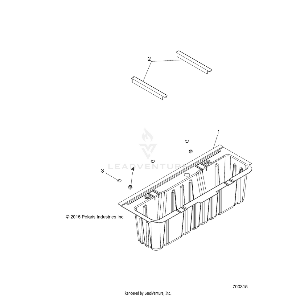 An Image of a Genuine Polaris Parts Schematic Diagram showing the schematic - BODY: UNDER SEAT STORAGE BOX - 2019 POLARIS RANGER CREW 570