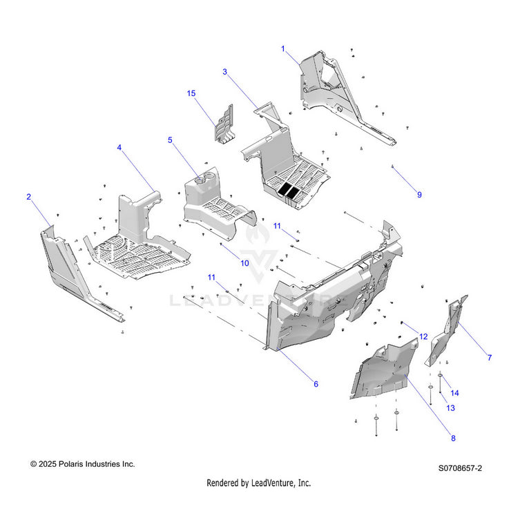An Image of a Genuine Polaris Parts Schematic Diagram showing the schematic - BODY: FLOOR - 2026 POLARIS RANGER 1000 XP NORTHSTAR