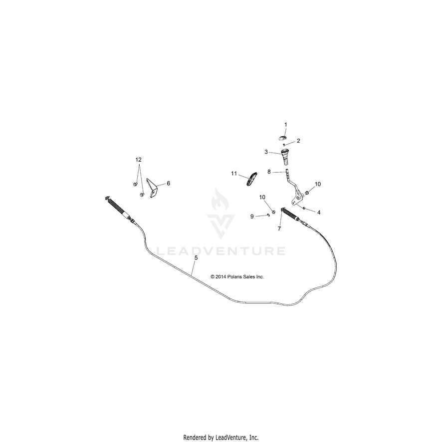 An Image of a Genuine Polaris Parts Schematic Diagram showing the schematic - DRIVE TRAIN: GEAR SELECTOR - 2016 POLARIS RANGER ETX
