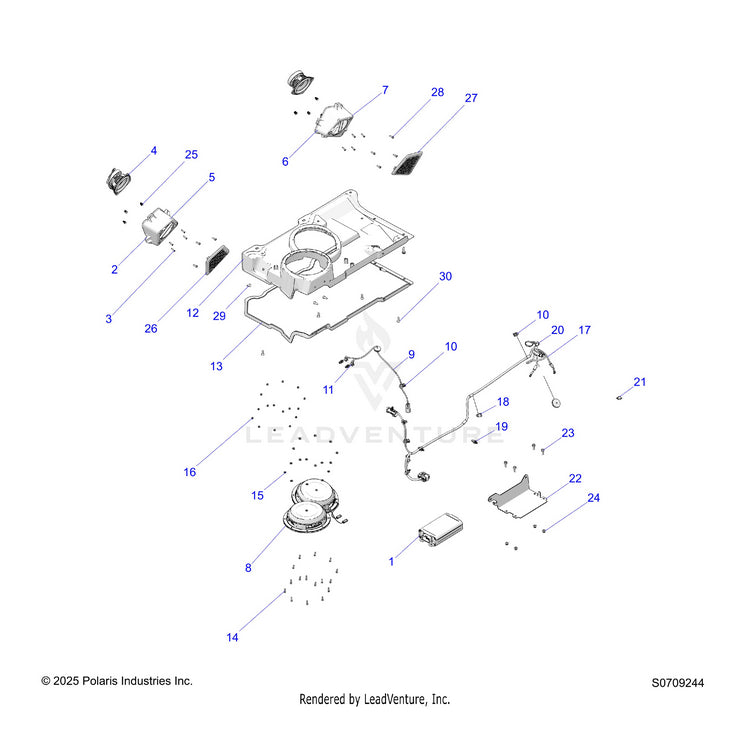 An Image of a Genuine Polaris Parts Schematic Diagram showing the schematic - ELECTRICAL: RIDE COMMAND AUDIO - 2026 POLARIS RANGER XD 1500 NORTHSTAR ULTIMATE CREW TEXAS EDITION