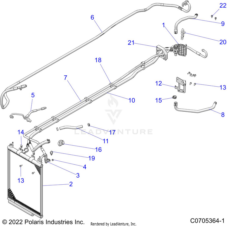 An Image of a Genuine Polaris Parts Schematic Diagram showing the schematic - BODY: HVAC ROUTINGS - 2023 POLARIS RANGER CREW XP 1000 NORTHSTAR ULTIMATE TRAIL BOSS