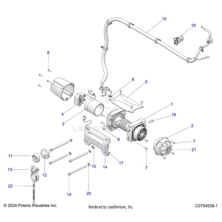 An Image of a Genuine Polaris Parts Schematic Diagram showing the schematic - ELECTRICAL: WINCH - 2024 POLARIS XPEDITION XP5 NORTHSTAR