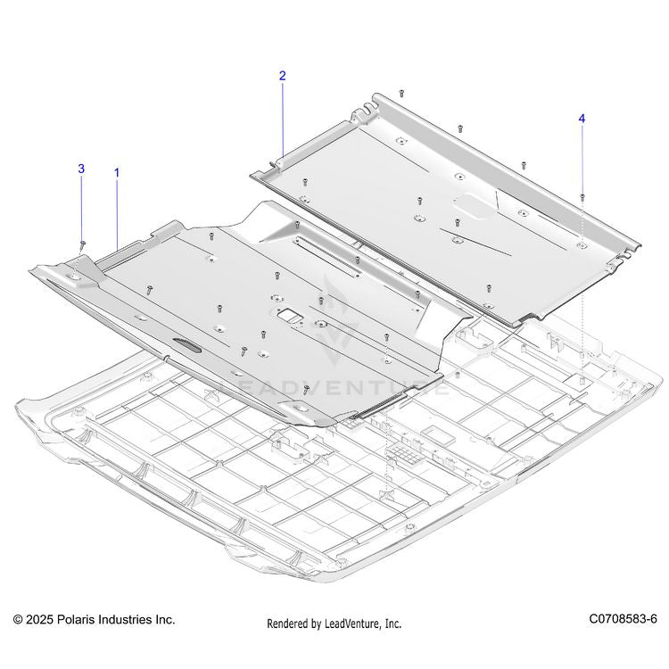 An Image of a Genuine Polaris Parts Schematic Diagram showing the schematic - BODY: ROOF LINERS - 2025 POLARIS XPEDITION ADV NORTHSTAR