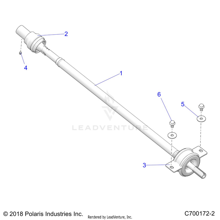An Image of a Genuine Polaris Parts Schematic Diagram showing the schematic - DRIVE TRAIN: REAR PROP SHAFT - 2022 POLARIS GENERAL XP 4 1000 DELUXE