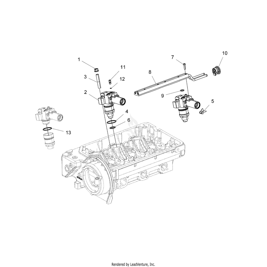 An Image of a Genuine Polaris Parts Schematic Diagram showing the schematic - ENGINE: FUEL INJECTION PUMP DELIVERY PIPE - 2015 POLARIS RANGER CREW 1000 DIESEL