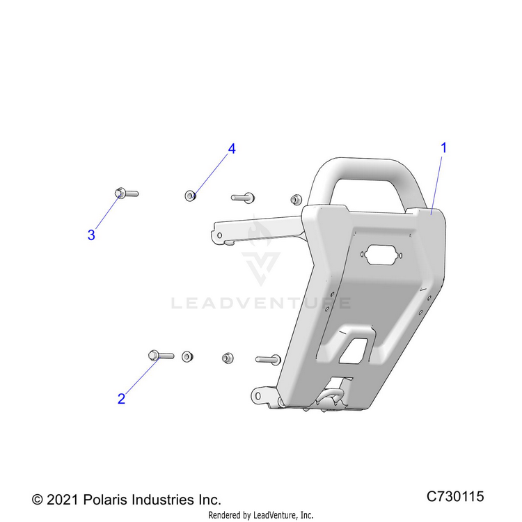 An Image of a Genuine Polaris Parts Schematic Diagram showing the schematic - BODY: BUMPER - 2024 POLARIS RANGER 570 PREMIUM