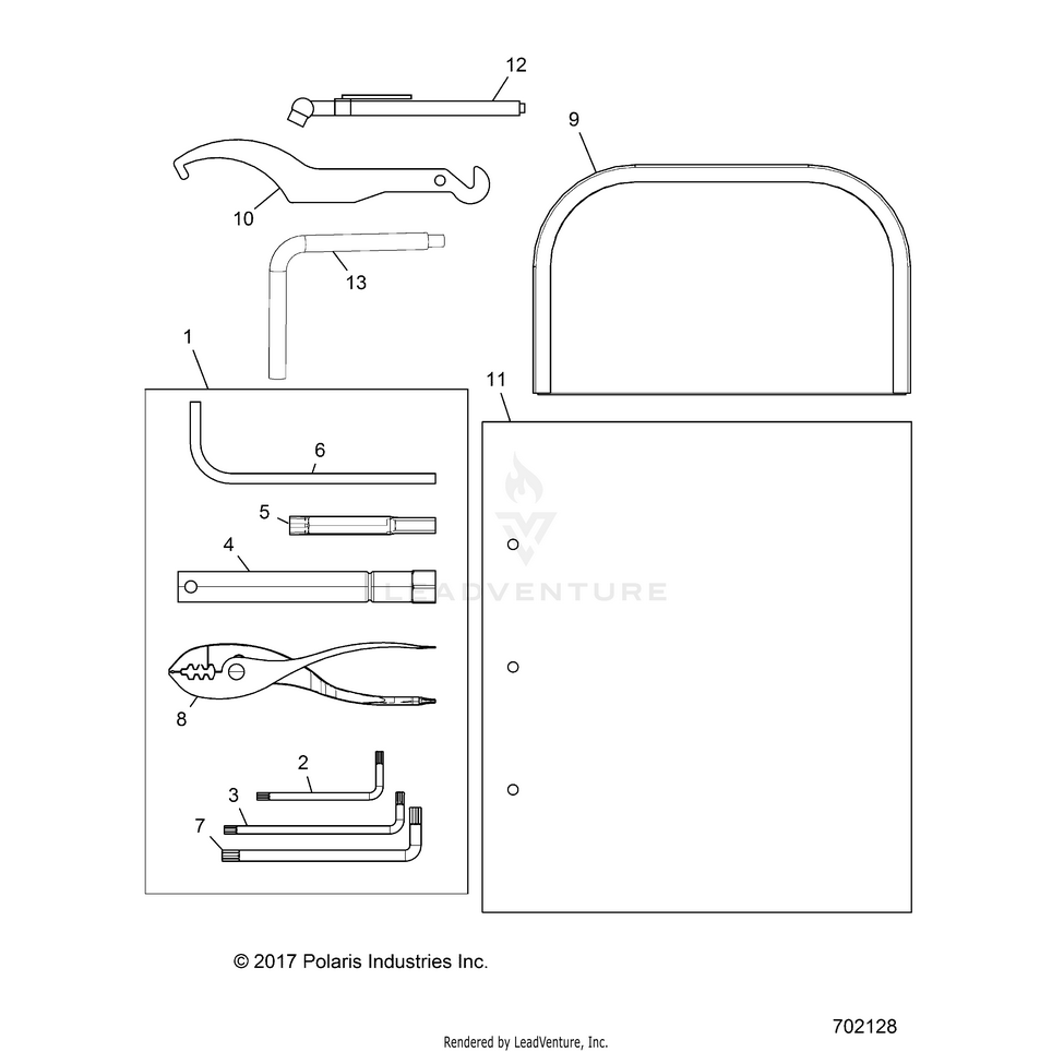 An Image of a Genuine Polaris Parts Schematic Diagram showing the schematic - REFERENCE: OWNERS MANUAL & TOOL KIT - 2019 POLARIS RANGER CREW XP 1000 EPS NORTHSTAR