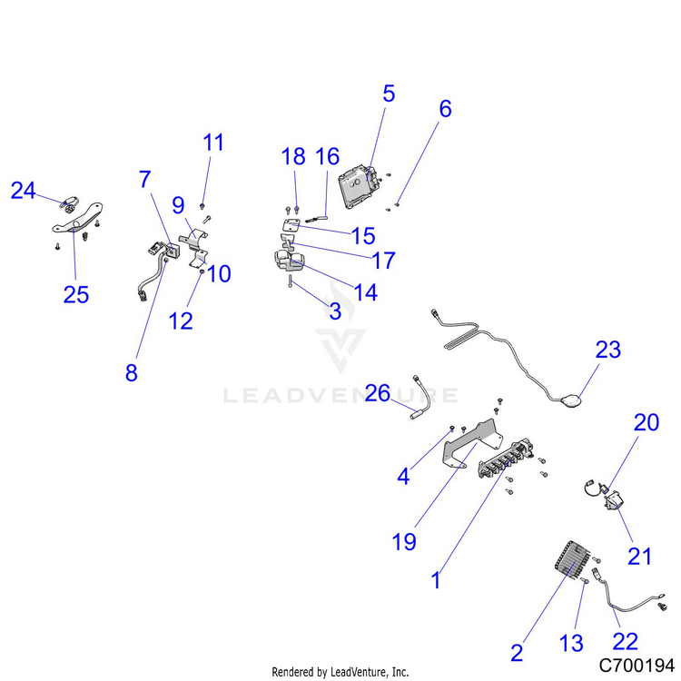 An Image of a Genuine Polaris Parts Schematic Diagram showing the schematic - ELECTRICAL: COMPONENTS AND OPTIONS - 2019 POLARIS GENERAL 1000 EPS