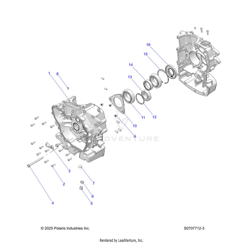 An Image of a Genuine Polaris Parts Schematic Diagram showing the schematic - ENGINE: CRANKCASE - 2026 POLARIS RANGER 500