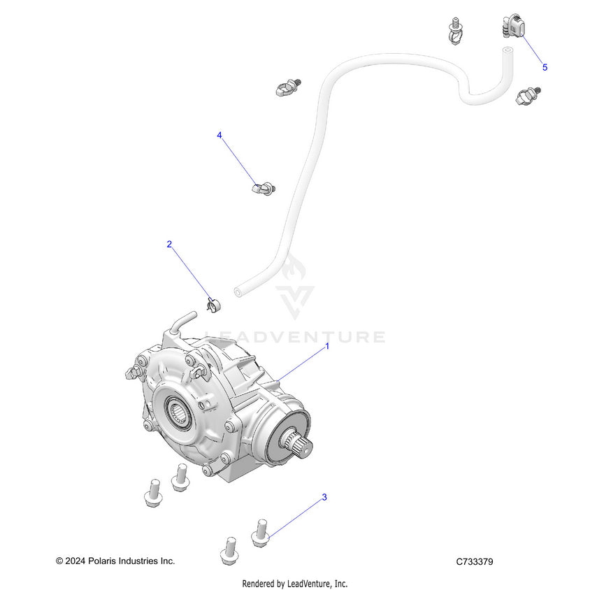 An Image of a Genuine Polaris Parts Schematic Diagram showing the schematic - DRIVE TRAIN: FRONT GEARCASE MOUNTING - 2025 POLARIS RANGER 570 NORTHSTAR