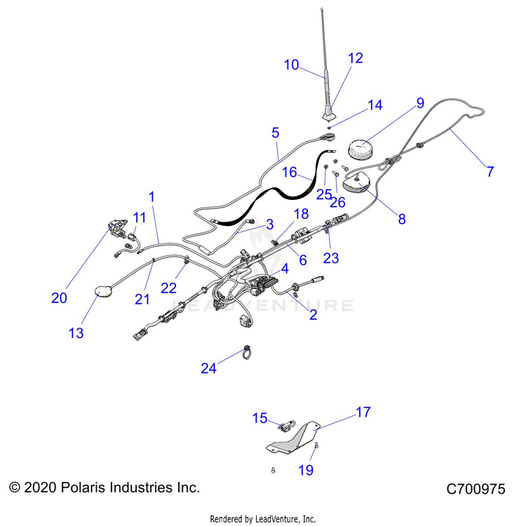 An Image of a Genuine Polaris Parts Schematic Diagram showing the schematic - ELECTRICAL: DASH INSTRUMENTS RIDE CAMMAND - 2021 POLARIS RANGER CREW XP 1000 NORTHSTAR PREMIUM AUDIO