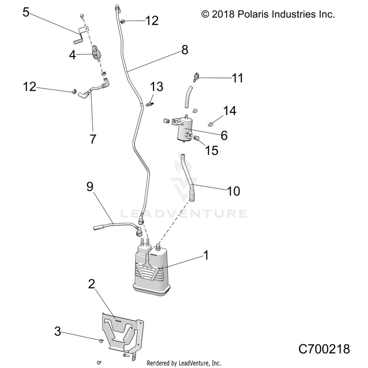 An Image of a Genuine Polaris Parts Schematic Diagram showing the schematic - BODY: FUEL TANK EVAP 50S - 2020 POLARIS RANGER XP 1000 NORTHSTAR FACTORY CHOICE