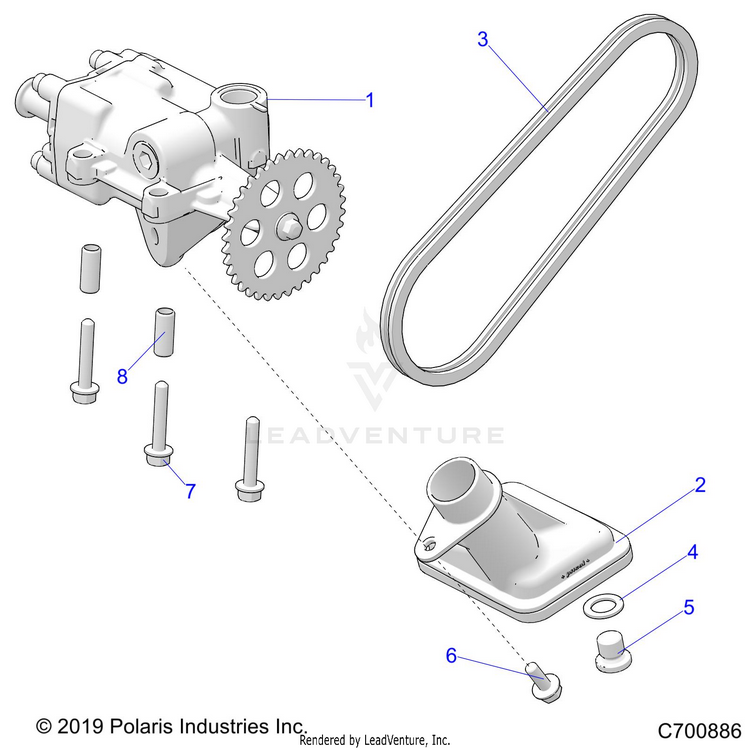 An Image of a Genuine Polaris Parts Schematic Diagram showing the schematic - ENGINE: OIL PUMP - 2021 POLARIS RANGER CREW XP 1000 NORTHSTAR