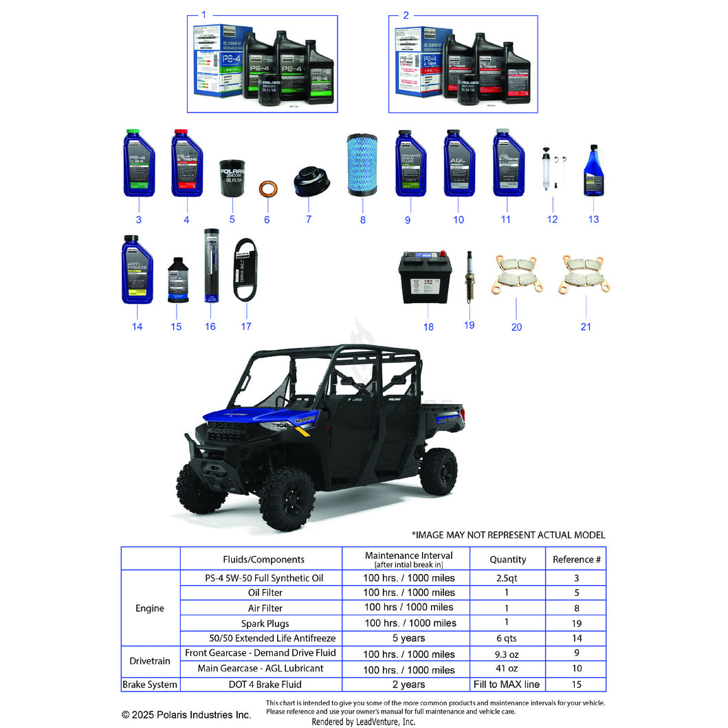 An Image of a Genuine Polaris Parts Schematic Diagram showing the schematic - *SERVICE & MAINTENANCE - 2022 POLARIS RANGER CREW 1000 PREMIUM WINTER