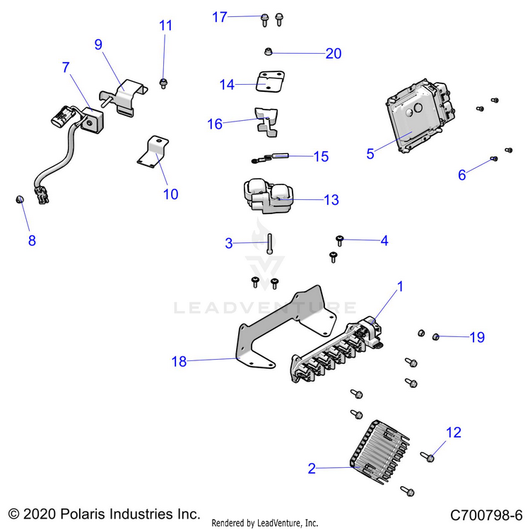 An Image of a Genuine Polaris Parts Schematic Diagram showing the schematic - ELECTRICAL: COMPONENTS AND OPTIONS - 2022 POLARIS GENERAL 1000 DELUXE EPS