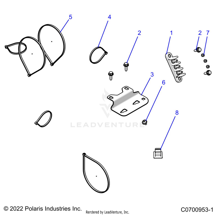An Image of a Genuine Polaris Parts Schematic Diagram showing the schematic - ELECTRICAL: WIRE HARNESS COMPONENTS - 2022 POLARIS RANGER EV