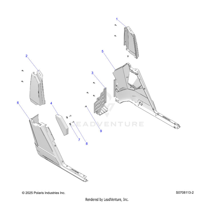 An Image of a Genuine Polaris Parts Schematic Diagram showing the schematic - BODY: REAR FENDERS - 2026 POLARIS RANGER 1000 XP NORTHSTAR ULTIMATE TRAIL BOSS
