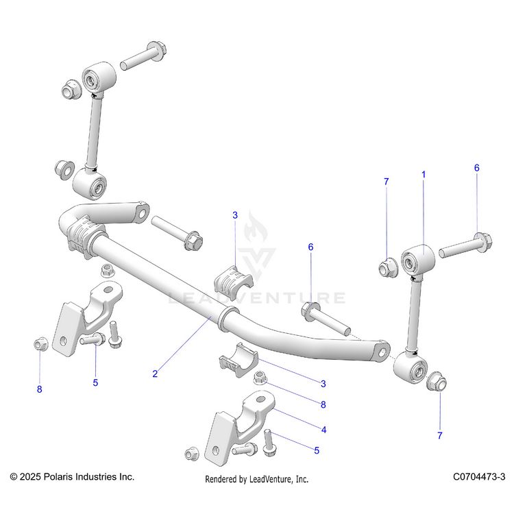 An Image of a Genuine Polaris Parts Schematic Diagram showing the schematic - SUSPENSION: FRONT STABILIZER BAR - 2026 POLARIS GENERAL XP 4 1000 ULTIMATE