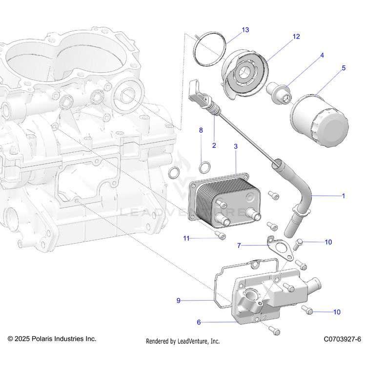 An Image of a Genuine Polaris Parts Schematic Diagram showing the schematic - ENGINE: DIPSTICK AND OIL FILTER - 2026 POLARIS GENERAL XP 4 1000 PREMIUM