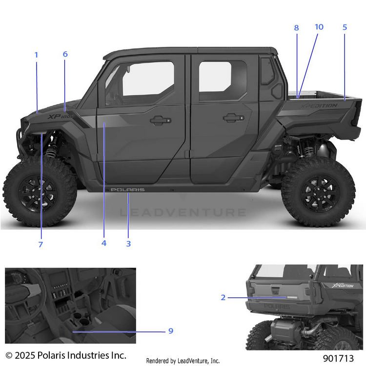 An Image of a Genuine Polaris Parts Schematic Diagram showing the schematic - BODY: DECALS GRAPHICS (3) - 2026 POLARIS XPEDITION XP5 NORTHSTAR