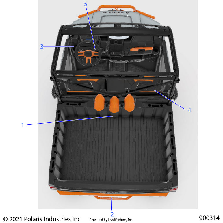 An Image of a Genuine Polaris Parts Schematic Diagram showing the schematic - BODY: DECALS GENERAL - 2022 POLARIS RANGER XP 1000 WATERFOWL EVAP
