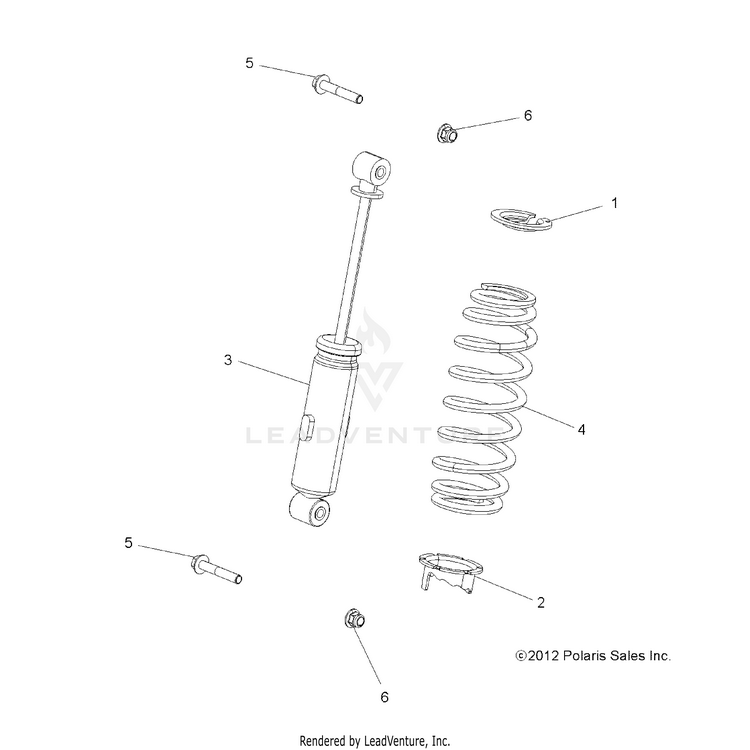 An Image of a Genuine Polaris Parts Schematic Diagram showing the schematic - SUSPENSION: FRONT SHOCK - 2020 POLARIS RANGER 1000 FULL SIZE