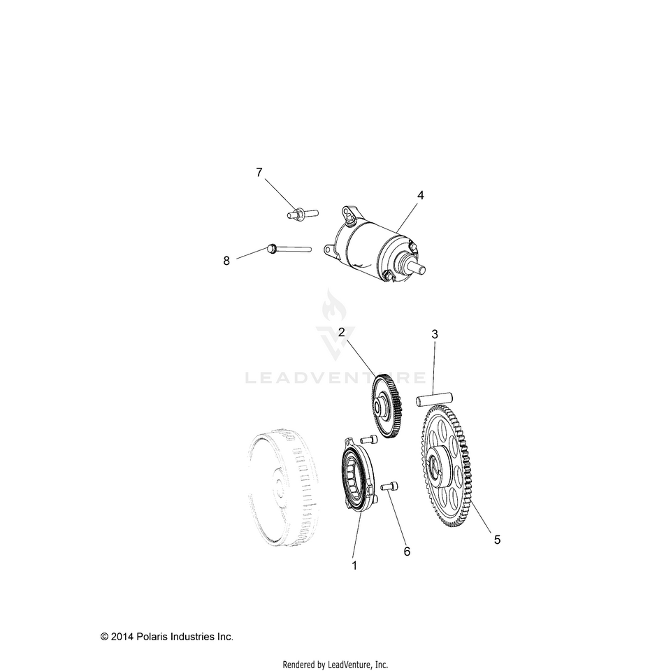 An Image of a Genuine Polaris Parts Schematic Diagram showing the schematic - ENGINE: STARTER DRIVE - 2022 POLARIS RANGER 570 FULL SIZE