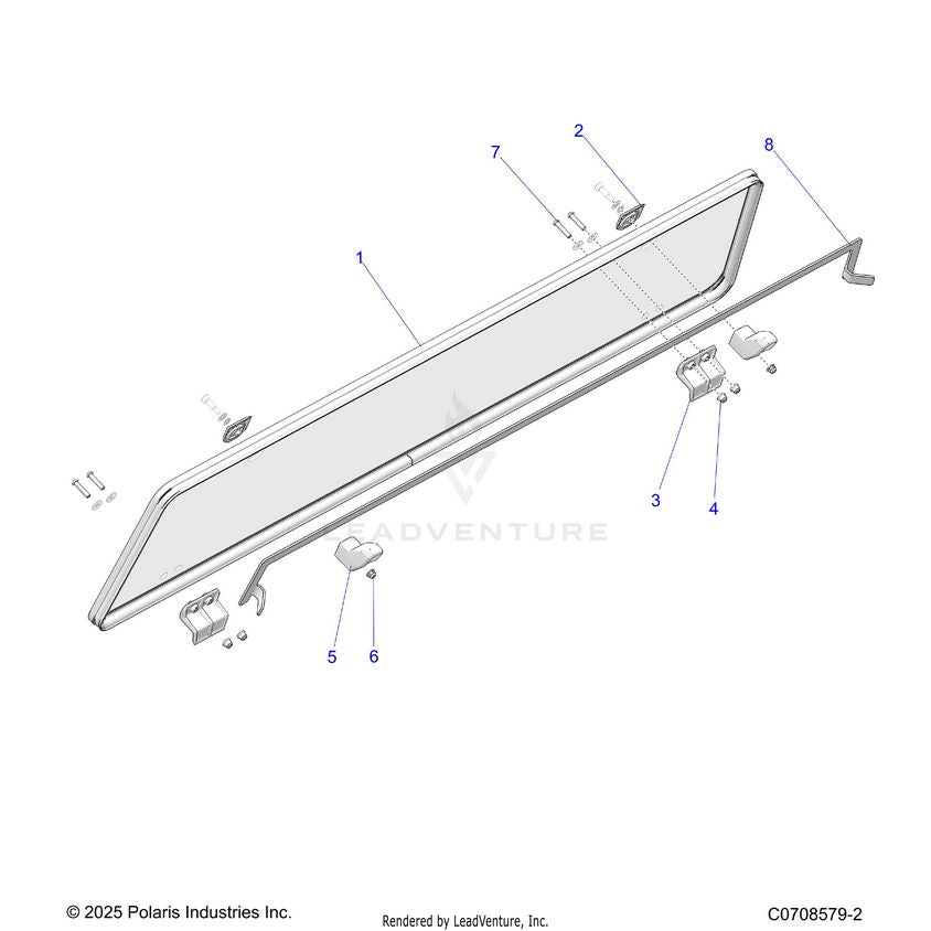 An Image of a Genuine Polaris Parts Schematic Diagram showing the schematic - BODY: REAR WINDOW ASM. - 2026 POLARIS XPEDITION XP NORTHSTAR