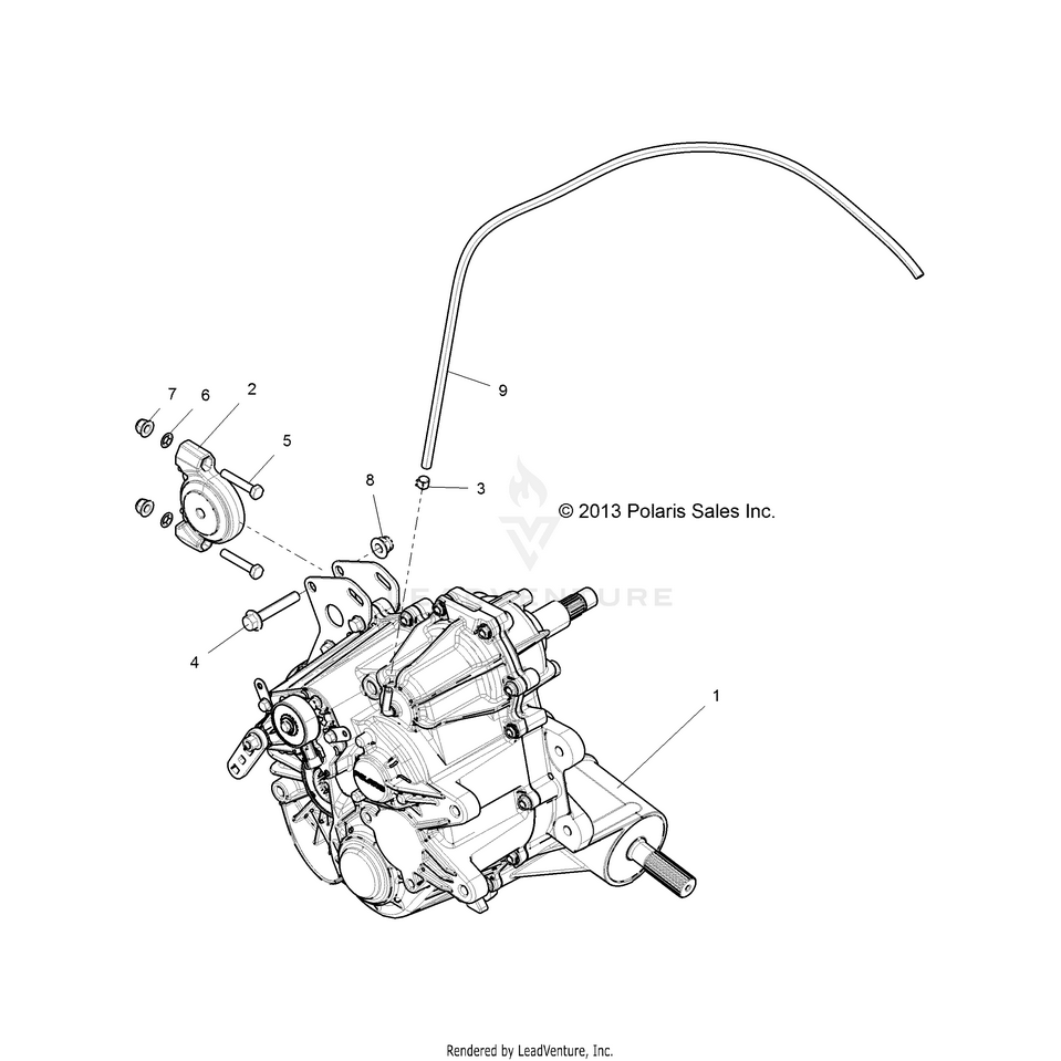 An Image of a Genuine Polaris Parts Schematic Diagram showing the schematic - DRIVE TRAIN: MAIN GEARCASE MOUNTING - 2016 POLARIS GENERAL 1000 EPS