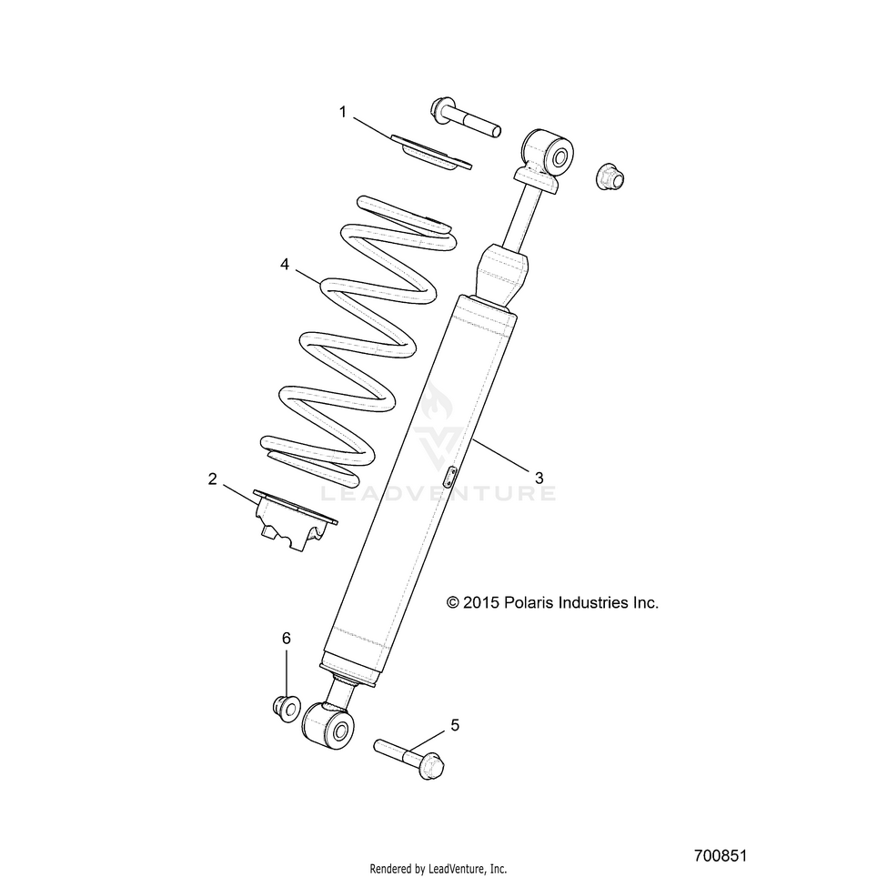 An Image of a Genuine Polaris Parts Schematic Diagram showing the schematic - SUSPENSION: FRONT SHOCK MOUNTING - 2016 POLARIS GENERAL 1000 EPS