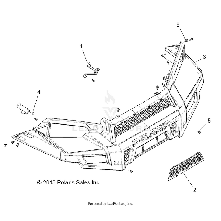 An Image of a Genuine Polaris Parts Schematic Diagram showing the schematic - BODY: BUMPER - 2015 POLARIS RANGER HST