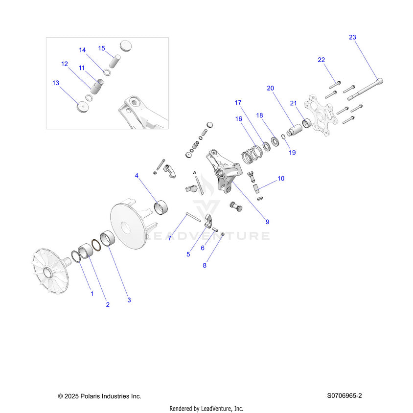 An Image of a Genuine Polaris Parts Schematic Diagram showing the schematic - DRIVE TRAIN: PRIMARY CLUTCH - 2026 POLARIS RANGER 570 CREW EPS