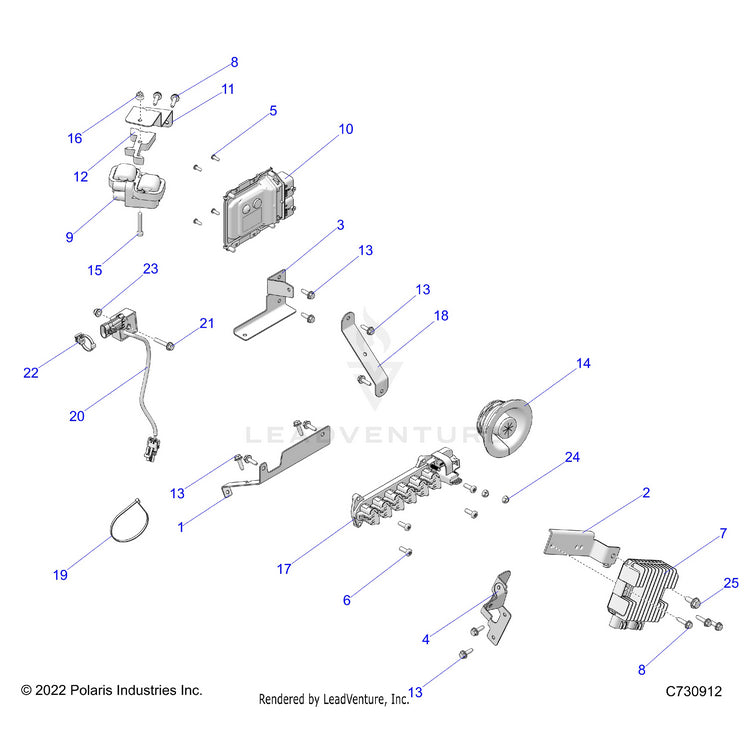 An Image of a Genuine Polaris Parts Schematic Diagram showing the schematic - ELECTRICAL: WIRE HARNESS COMPONENTS - 2023 POLARIS RANGER CREW XP 1000 TEXAS EDITION