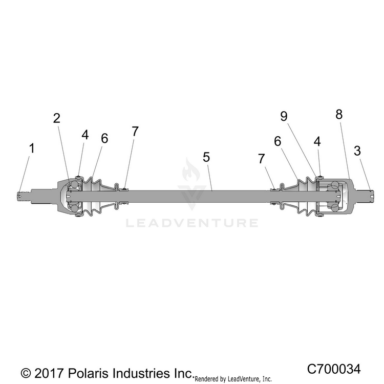 An Image of a Genuine Polaris Parts Schematic Diagram showing the schematic - DRIVE TRAIN: FRONT HALF SHAFT - 2020 POLARIS RANGER CREW XP 1000 EPS