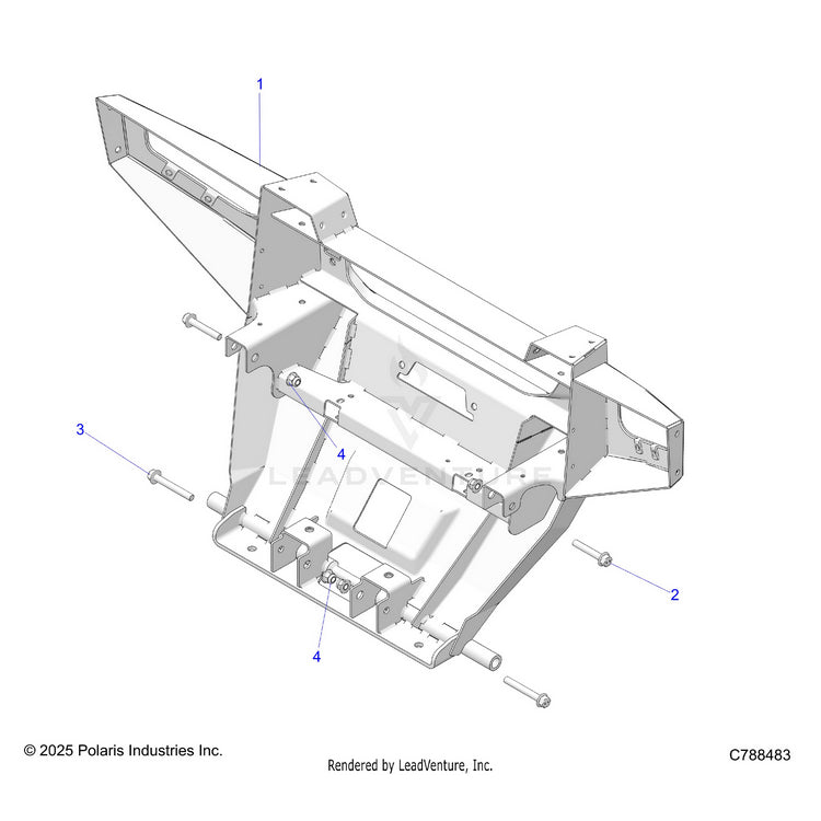 An Image of a Genuine Polaris Parts Schematic Diagram showing the schematic - BODY: FRONT BUMPER - 2026 POLARIS RANGER XD 1500 NORTHSTAR