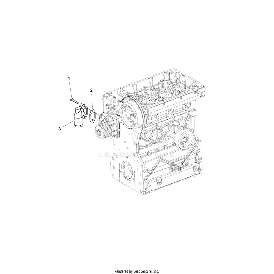An Image of a Genuine Polaris Parts Schematic Diagram showing the schematic - ENGINE: WATER INLET FLANGE - 2016 POLARIS RANGER CREW 1000 DIESEL