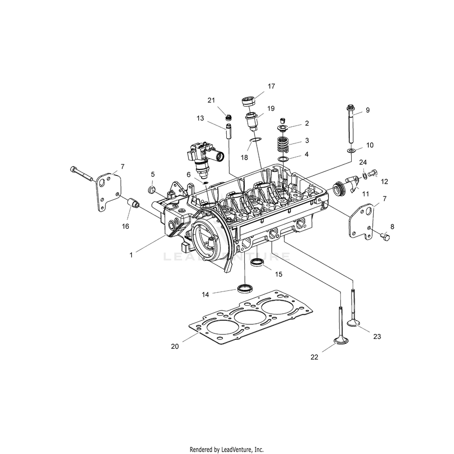 An Image of a Genuine Polaris Parts Schematic Diagram showing the schematic - ENGINE: CYLINDER HEAD & PRECOMBUSTION CHAMBER - 2018 POLARIS RANGER CREW 1000 DIESEL
