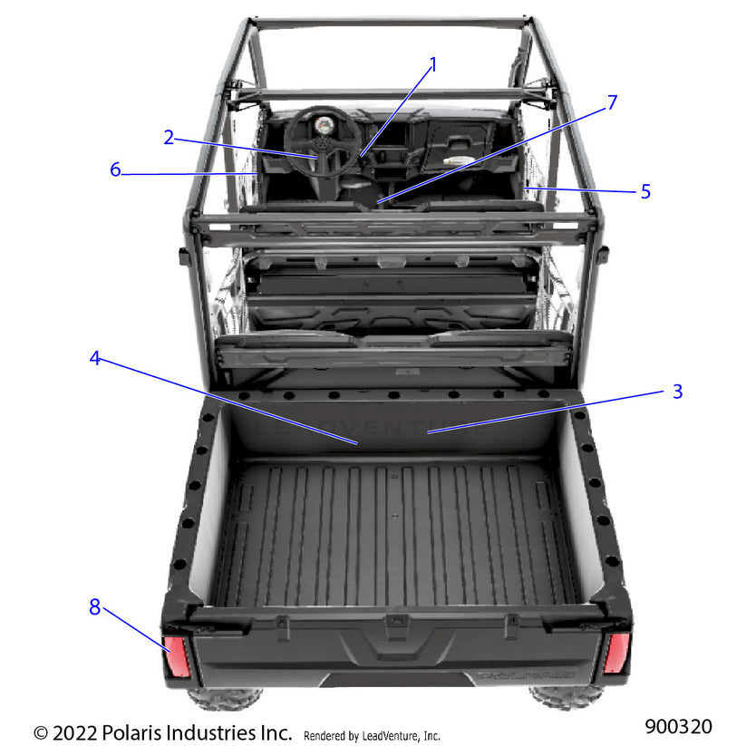 An Image of a Genuine Polaris Parts Schematic Diagram showing the schematic - BODY: DECALS GENERAL - 2022 POLARIS RANGER CREW 570 NORTHSTAR