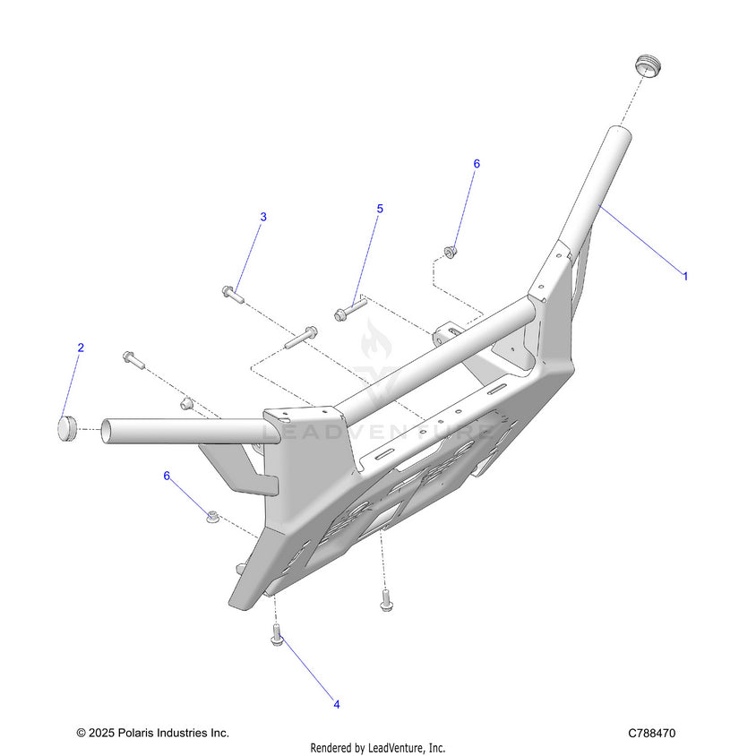 An Image of a Genuine Polaris Parts Schematic Diagram showing the schematic - BODY: FRONT BUMPER - 2026 POLARIS RANGER 1000 EPS