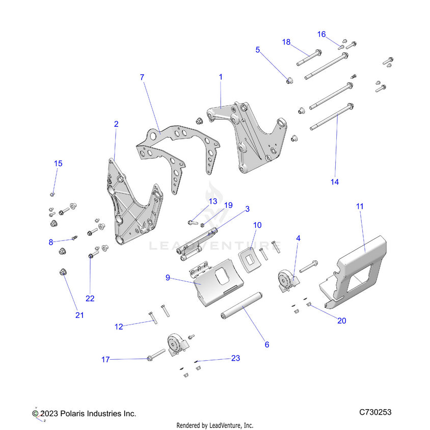 An Image of a Genuine Polaris Parts Schematic Diagram showing the schematic - ELECTRICAL: MOTOR - 2023 POLARIS RANGER EV FULL SIZE PREMIUM