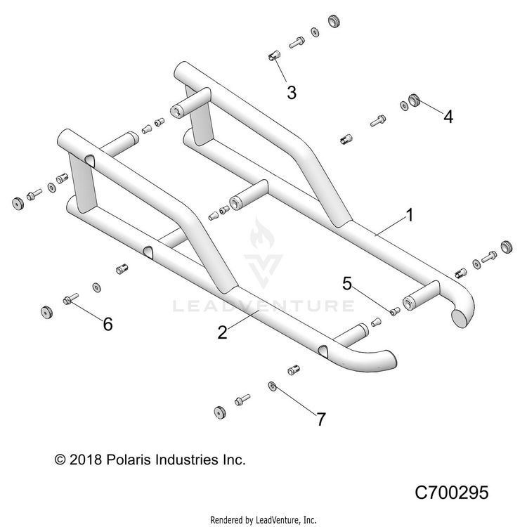 An Image of a Genuine Polaris Parts Schematic Diagram showing the schematic - ACCESSORY: ROCK SLIDER - 2019 POLARIS GENERAL 1000 EPS