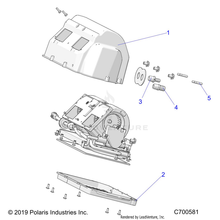 An Image of a Genuine Polaris Parts Schematic Diagram showing the schematic - BODY: HEATER ASSEMBLY - 2022 POLARIS RANGER 1000 FULL SIZE PREMIUM WINTER