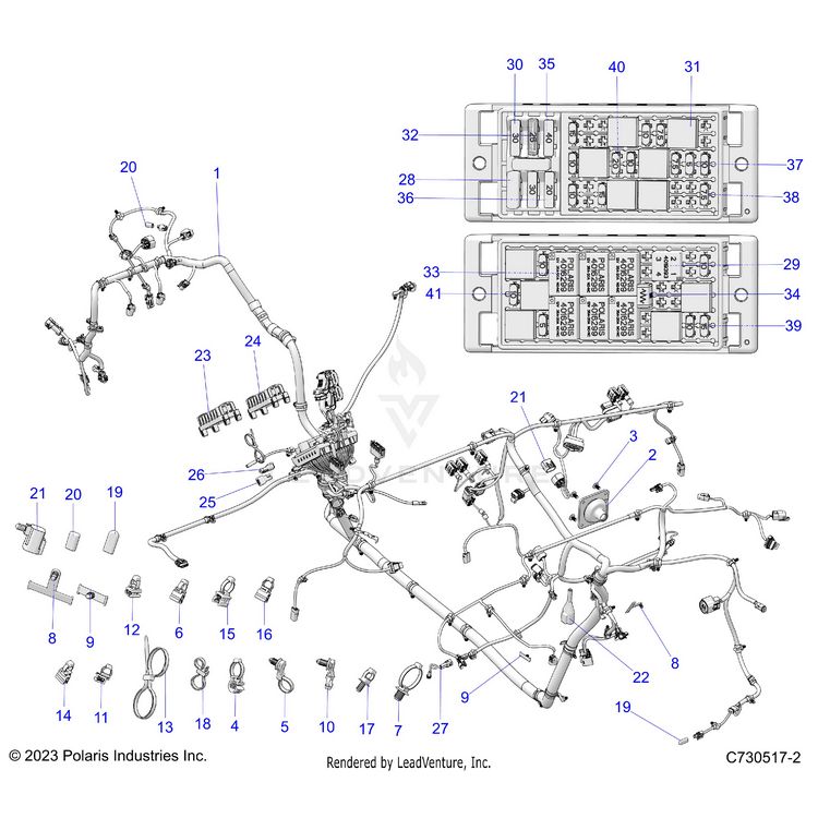 An Image of a Genuine Polaris Parts Schematic Diagram showing the schematic - ELECTRICAL: HARNESS - 2024 POLARIS XPEDITION XP NORTHSTAR