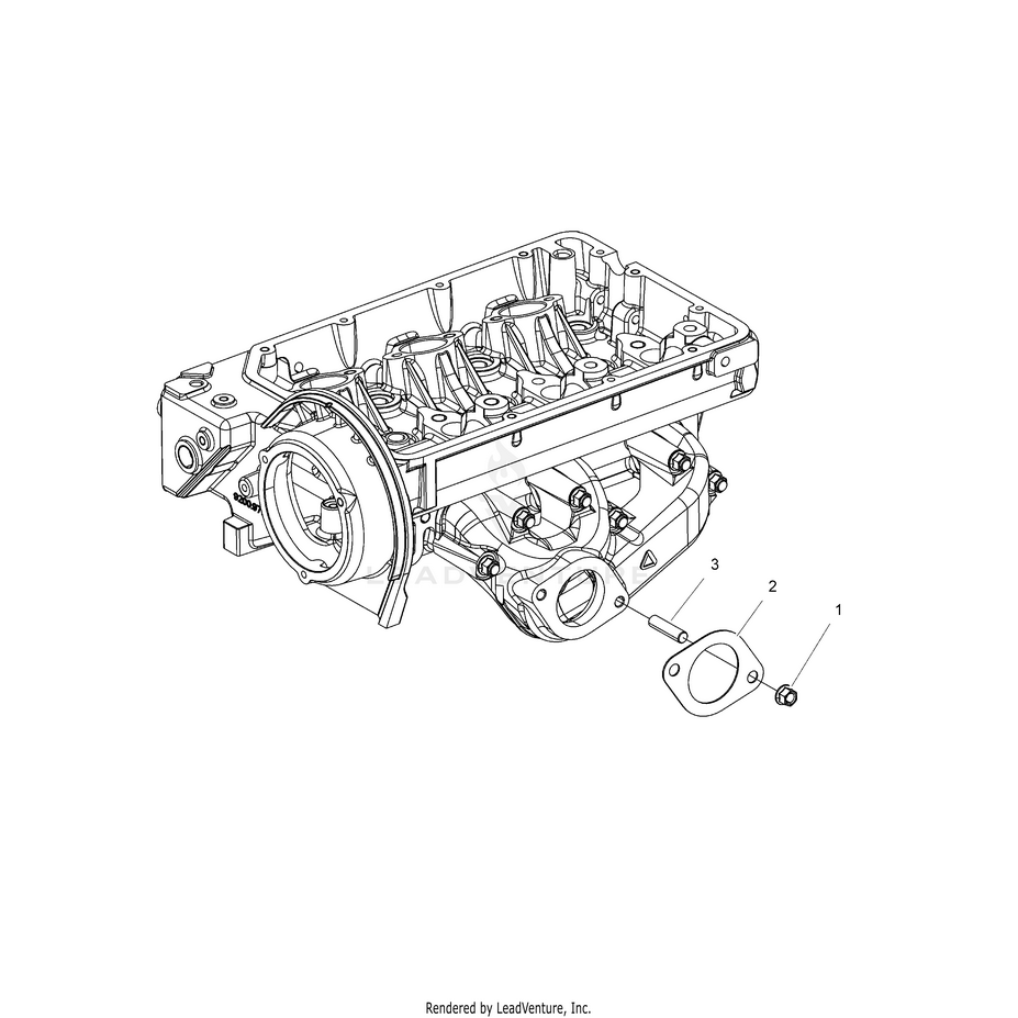 An Image of a Genuine Polaris Parts Schematic Diagram showing the schematic - ENGINE: EXHAUST MOUNTING STUD & GASKET - 2015 POLARIS RANGER HST